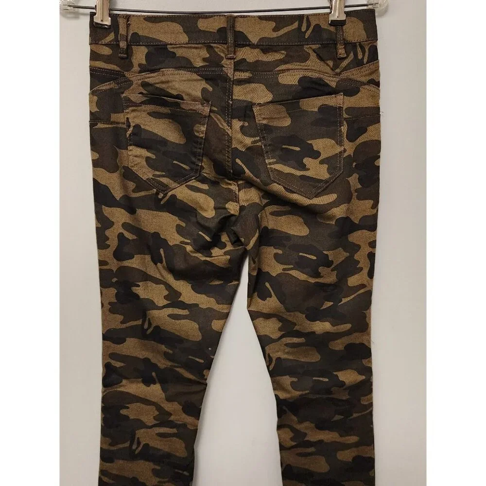 Womens Joe Boxer Push Up Skinny Jeans Camo‎ Stretch Green Juniors Size 3 EUC